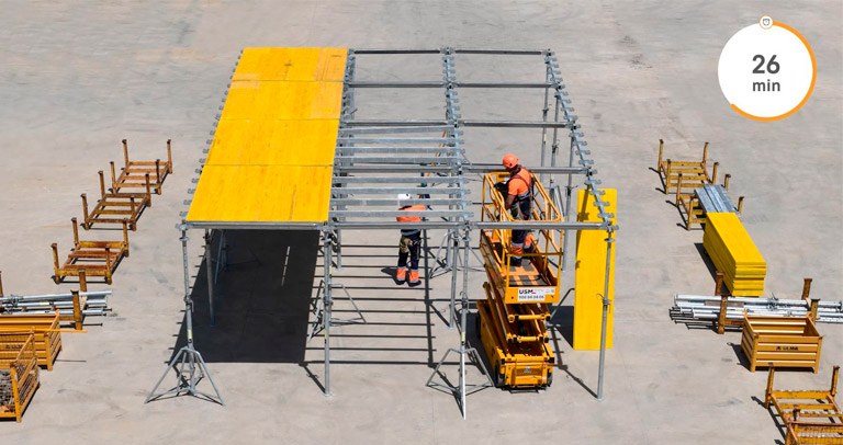 Montagem da cofragem recuperável modular ONADEK