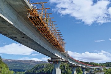 Ponte Valryggen na Noruega: solução para o betão eficiente dos lancis
