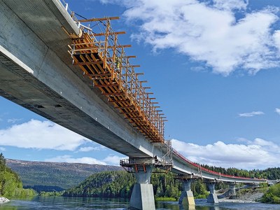 Ponte Valryggen na Noruega: solução para o betão eficiente dos lancis